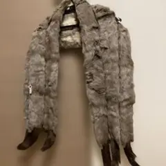 グレー リアルファー ストール タッセル付デザイン