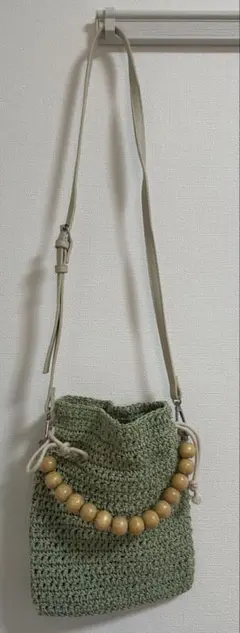 グリーン かぎ針編み ショルダーバッグ