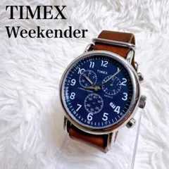 稼動品 TIMEX Weekender クロノグラフ INDIGLO 純正レザー