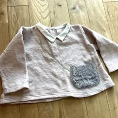 猫ポケット付き襟付きトレーナー