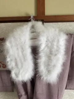 ホワイト 羽毛ショール 着物用 成人式