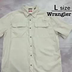 Wrangler　コットンシャツ　L　半袖　ライトベージュ　クリーム色　古着のサムネイル