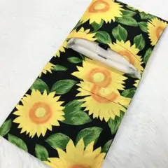 サニタリーケース 花柄 ひまわり 向日葵 黒 ブラック S8736