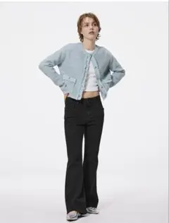 GU スリムフレアジーンズ ブラック S (丈標準74.0-78.0cm)