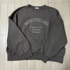 しまむら スウェット トレーナー ロゴ入り Mサイズ グレージュ