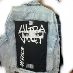 ダメージデニムジャケット　ライトブルー　刺繍　ダメージデニム　ジャケット