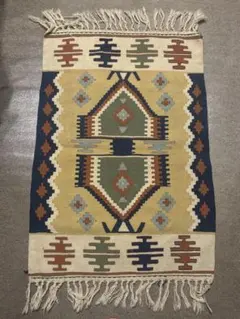 手織りキリムラグ 50cm×61cm◇トルコ製ヴィンテージ◇フェード トライバル