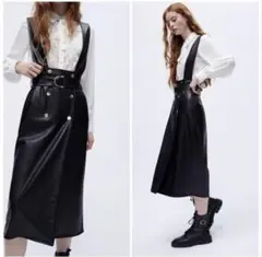 ZARA フェイクレザージャンパースカートのサムネイル