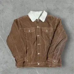 コーデュロイ ボアジャケット 茶 XL 古着
