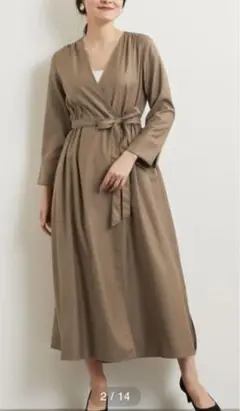 新品 グリーンレーベルリラクシング カシュクール スリットワンピース