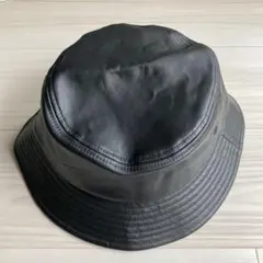 GU　UVカットレザータッチバケットハット　合成皮革　黒　ワンサイズのサムネイル
