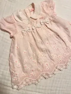 【値下げ中】メゾピアノ　ベビー服 ワンピース ピンク 花柄 刺繍のサムネイル