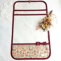 LLサイズランドセルカバー　ハンドメイド　縁取りボルドー　カラフルフラワー柄