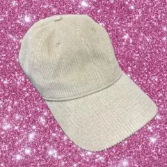 ベージュ コーデュロイ キャップ