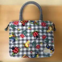 【美品】フェイラー ハイジ　チェック グレー色 手付き巾着