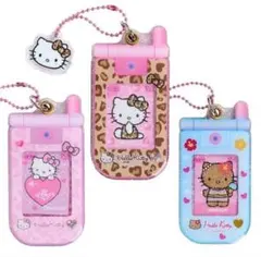 ティー・シー・ピー ハローキティ スライドガラケーキーホルダー ヒョウ ピンク