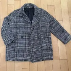 チェック柄 ダブルブレストコート
