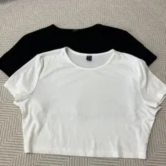 SHEIN リブTシャツ 2枚セット ブラック ホワイト XL 大きいサイズのサムネイル