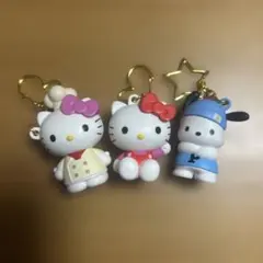 韓国サンリオキティー、ポチャッコキーホルダー3セット