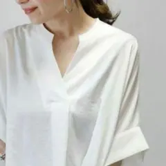 ドルマンシャツ ブラウス スキッパー 白 フリー 体型カバー