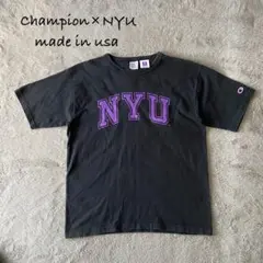 希少USA製★チャンピオン T1011 NYU クルーネック Tシャツ 黒 L