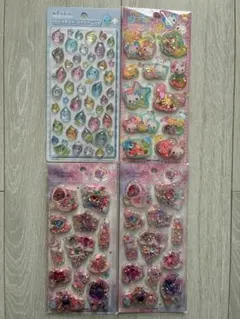 しずくちゃんボンボンドロップシール、スパンコールパーティーの4枚セット