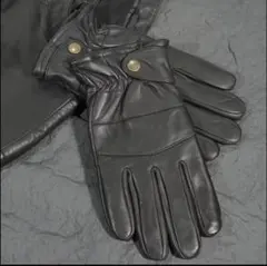 ブラック　レザーグローブ　本革　裏地付き　試し着用のみ　海外製品　ストリート