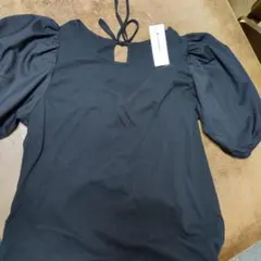 GLOBAL WORK ブラック パフスリーブ ワンピースFサイズ