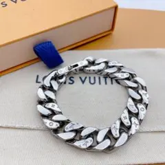 美品 ルイヴィトン モノグラム チェーン ブレスレット シルバー メタル