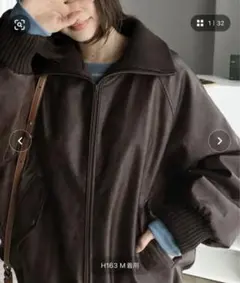 リブタートルフェイクレザージャケット Mサイズ ブラウン