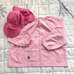 幼稚園 保育園 ピンク スモック 帽子 セット 長袖 通年 カラー帽 カラー帽子