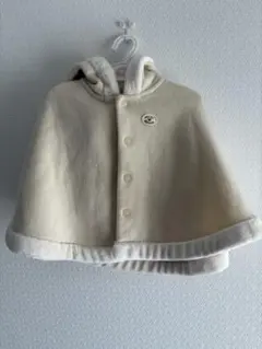 MIKIHOUSE フード付きクリーム色フリースポンチョ 70-90