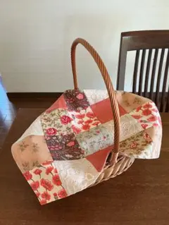 フリーカバー　かごカバー　☆ パッチワーク　四角つなぎ　秋色