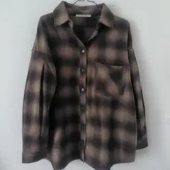 【未使用】UNRELISH ビッグチェックシャツ 長袖ネルシャツ ブラウン