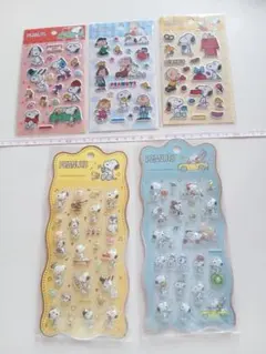 新品　5点　ぷっくりシール　スヌーピー　シール交換　シール帳　スヌ　先生
