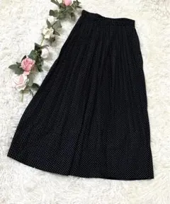 ミラオーウェン ロングスカート プリーツ サイズ1 S ドット ブラック