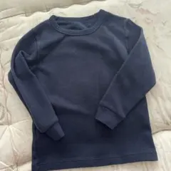 ネイビー ワッフル生地 長袖裏起毛ヒートテックユニクロエクストラウォーム110