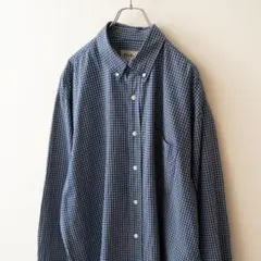 良品★ 90s エディバウアー チェック 長袖シャツ 紺 メンズ XL 古着