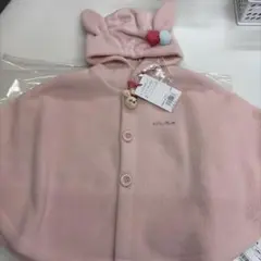ウサギ耳付きピンクポンチョ フリーサイズ