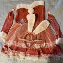 L バニーガール うさぎ サンタ コスプレ ピンク クリスマス ワンピース