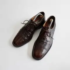 【スペイン製】MEZLAN クロコダイル　外羽根ストレートチップシューズ