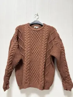 THE SHOP TK メンズ ケーブルニット セーター ブラウン Lのサムネイル