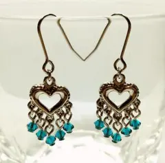 914. ハンドメイド ハートのエポパーツ（シルバー×ブルージルコン）