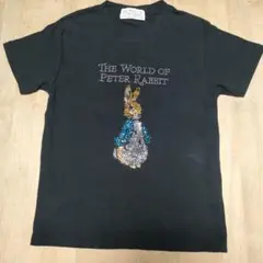 ピーターラビット Tシャツ M　黒　コットン100% ラインストーン