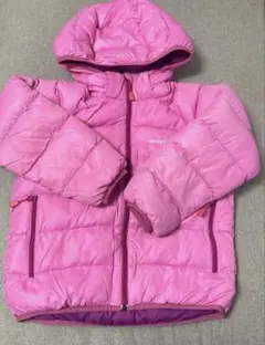 【美品】キッズ フード付きピンクダウンコート　110㎝