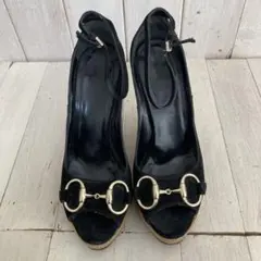GUCCI グッチ ウエッジソールサンダル ホースビット ブラック 34 2/1
