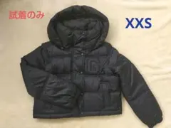 GAP 刺繍 フード付きショートクロップド丈 ダウンジャケット XXS ネイビー