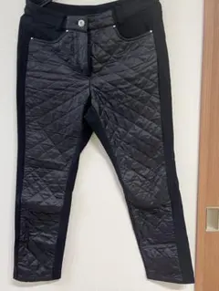 BLACK &White レディース ゴルフパンツ キルティング 黒　L