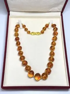 【美品】天然琥珀 アンバー ネックレス 44cmのサムネイル