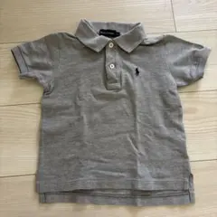 日本製 ラルフローレン ポロシャツ 90 グレー 綿100% 定番ロゴ 刺繍